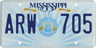 MS license plate ARW705