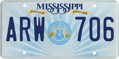 MS license plate ARW706