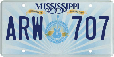 MS license plate ARW707