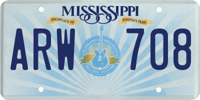 MS license plate ARW708