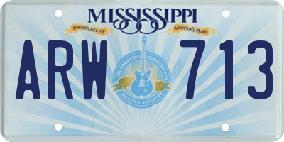 MS license plate ARW713
