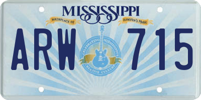 MS license plate ARW715