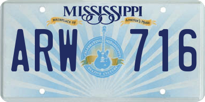 MS license plate ARW716