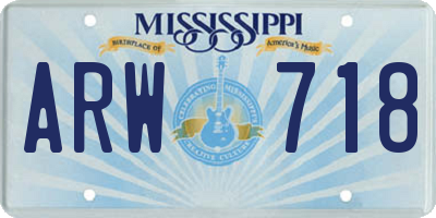 MS license plate ARW718