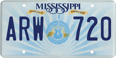 MS license plate ARW720
