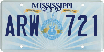MS license plate ARW721