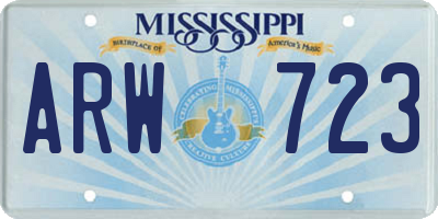 MS license plate ARW723