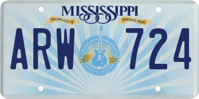 MS license plate ARW724