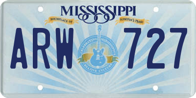 MS license plate ARW727