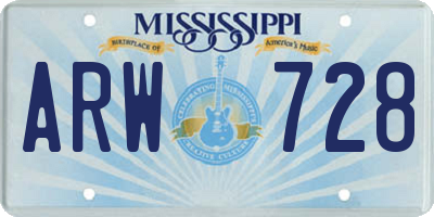 MS license plate ARW728