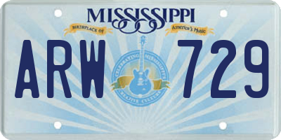 MS license plate ARW729