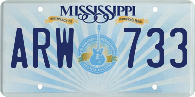 MS license plate ARW733
