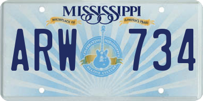 MS license plate ARW734