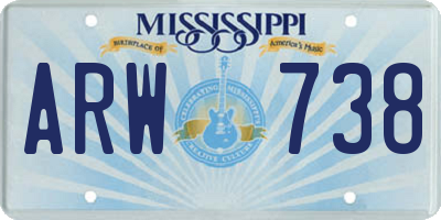 MS license plate ARW738