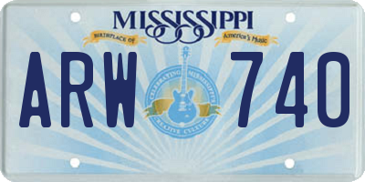 MS license plate ARW740