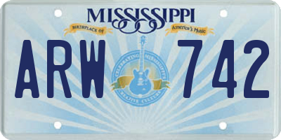 MS license plate ARW742
