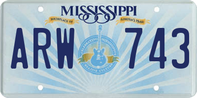 MS license plate ARW743