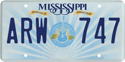 MS license plate ARW747