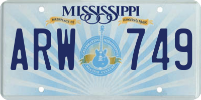MS license plate ARW749