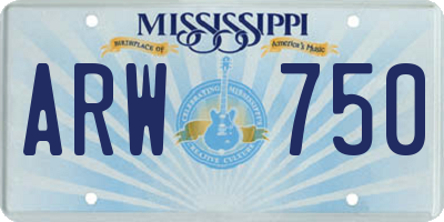 MS license plate ARW750