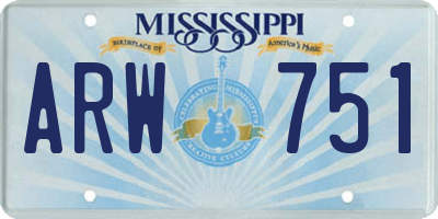 MS license plate ARW751