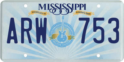 MS license plate ARW753