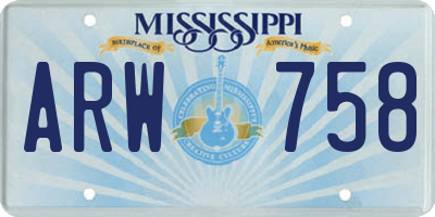 MS license plate ARW758