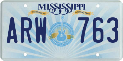 MS license plate ARW763