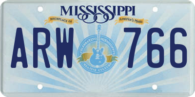 MS license plate ARW766