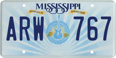 MS license plate ARW767