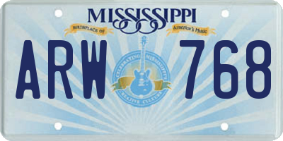 MS license plate ARW768