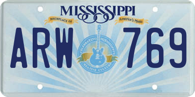 MS license plate ARW769