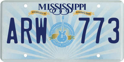 MS license plate ARW773