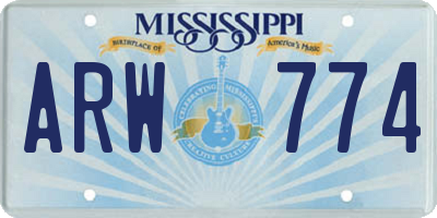 MS license plate ARW774