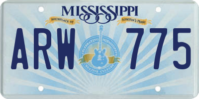 MS license plate ARW775