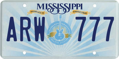 MS license plate ARW777