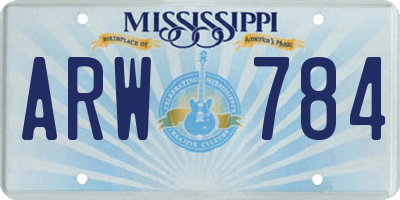 MS license plate ARW784