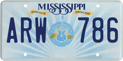 MS license plate ARW786