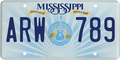 MS license plate ARW789