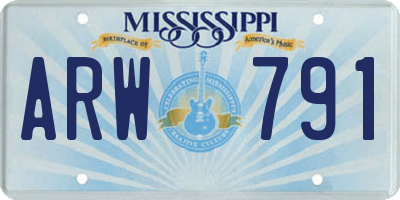 MS license plate ARW791