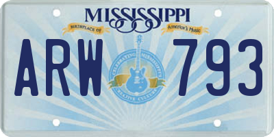 MS license plate ARW793
