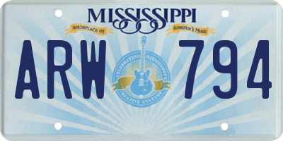 MS license plate ARW794
