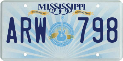 MS license plate ARW798