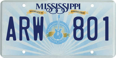 MS license plate ARW801