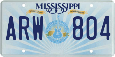 MS license plate ARW804