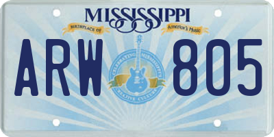 MS license plate ARW805