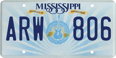 MS license plate ARW806