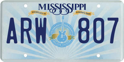 MS license plate ARW807