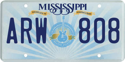 MS license plate ARW808