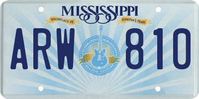 MS license plate ARW810